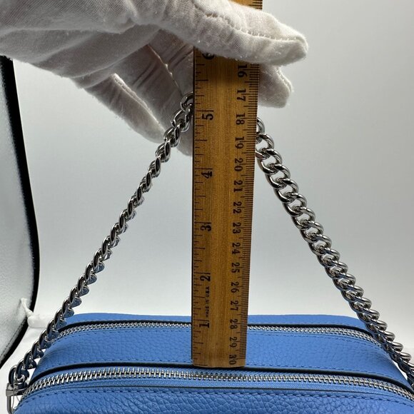 Michael Kors Bryant Med Leather Double Zip Chain Camera Crossbody South Pacific - Picture 13 of 16